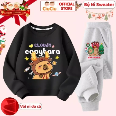 Bộ Quần Áo Nỉ Swe Sweater Dài Tay Capybara Noel Thu Đông CIUCIU KID Vải Nỉ Da Cá Mềm Ấm cho Bé Trai và Bé Gái 8 Bộ Quần Áo Nỉ Swe Sweater Dài Tay Capybara Noel Thu Đông CIUCIU KID Vải Nỉ Da Cá Mềm Ấm cho Bé Trai và Bé Gái 8