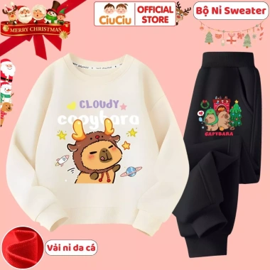 Bộ Quần Áo Nỉ Swe Sweater Dài Tay Capybara Noel Thu Đông CIUCIU KID Vải Nỉ Da Cá Mềm Ấm cho Bé Trai và Bé Gái 10 Bộ Quần Áo Nỉ Swe Sweater Dài Tay Capybara Noel Thu Đông CIUCIU KID Vải Nỉ Da Cá Mềm Ấm cho Bé Trai và Bé Gái 10