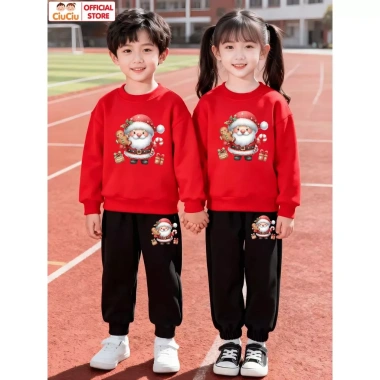 Bộ Quần Áo Nỉ Sweater Ông Già Noel Bé Trai - Bé Gái, Vải Nỉ Da Cá, Giá 296k