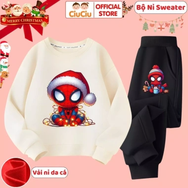 Bộ Quần Áo Nỉ Trai Siêu Nhân Nhện Giáng Sinh Noel - Vải Nỉ Mềm Ấm 296.000₫
