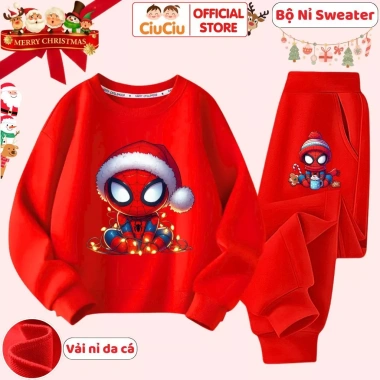 Bộ Quần Áo Nỉ Trai Siêu Nhân Nhện Giáng Sinh Noel - Vải Nỉ Mềm Ấm 296.000₫