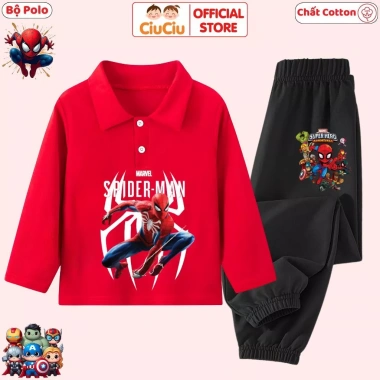 Bộ Quần Áo Polo Dài Tay Siêu Nhân Người Nhện Spiderman cho Bé Trai - Thun Cotton 207.000 CIUCIU KID