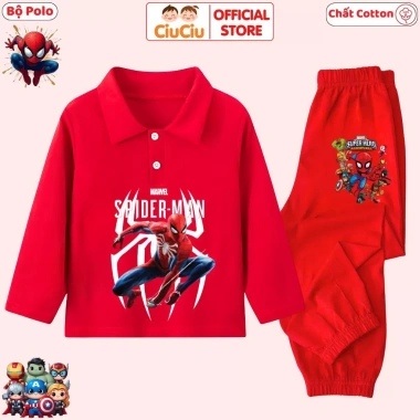 Bộ Quần Áo Polo Dài Tay Siêu Nhân Người Nhện Spiderman cho Bé Trai - Thun Cotton 207.000 CIUCIU KID 2