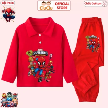 Bộ Quần Áo Polo Dài Tay Siêu Nhân Người Nhện Spiderman cho Bé Trai - Thun Cotton 207.000 CIUCIU KID 10