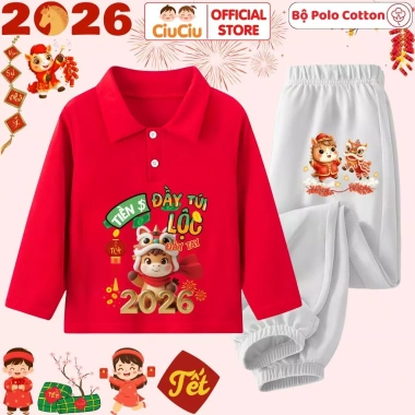 Bộ Quần Áo Polo Dài Tay Tết Bính Ngọ 2.026 cho Bé Trai & Bé Gái - CIUCIU KID - Giá 207.000 VND