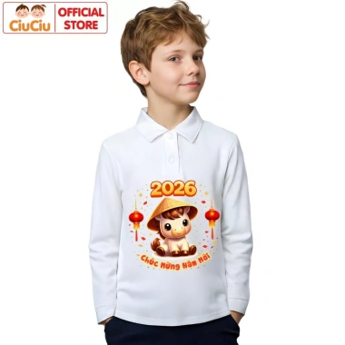Bộ Quần Áo Polo Dài Tay Tết Bính Ngọ 2.026 cho Bé Trai & Bé Gái - CIUCIU KID giảm giá