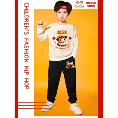 Bộ Quần Áo Tết Bính Ngọ 2.026 Cho Bé Trai & Bé Gái - CIUCIU KID Vải Nỉ Da Cá Mềm Ấm, Giữ Nhiệt, Giá Ưu Đãi 296k 6