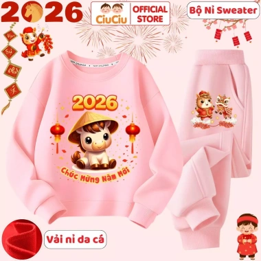 Bộ Quần Áo Tết Bính Ngọ 2.026 Cho Bé Trai & Bé Gái - CIUCIU KID Vải Nỉ Da Cá Mềm Ấm, Giữ Nhiệt, Giá Ưu Đãi 296k 7