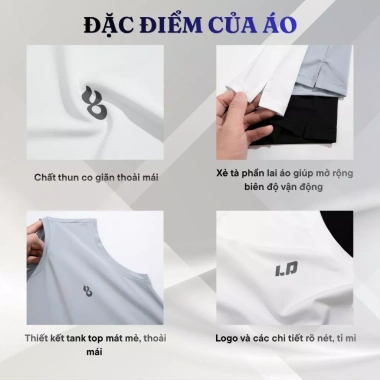 Bộ quần áo thể thao nam co giãn LADOS-7.147 áo tanktop và quần thun 3 lỗ tập gym chạy bộ, giảm còn 199.000₫