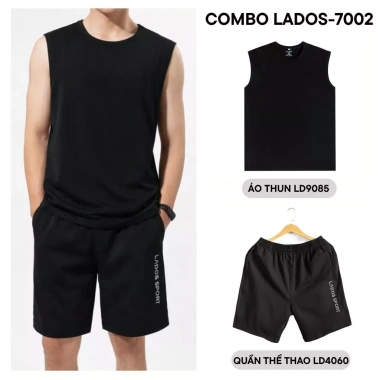 Bộ quần áo thể thao nam LADOS-7.002 cotton co giãn - Áo tanktop và quần thun, phù hợp tập gym chạy bộ, giảm giá 222k