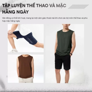 Bộ quần áo thể thao nam LADOS-7.002 cotton co giãn - Áo tanktop và quần thun, phù hợp tập gym chạy bộ, giảm giá 222k
