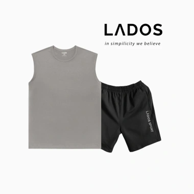 Bộ quần áo thể thao nam LADOS-7.002 cotton co giãn - Áo tanktop và quần thun, phù hợp tập gym chạy bộ, giảm giá 222k