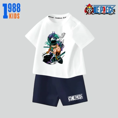 Bộ quần áo thun cotton mùa hè cho bé trai Anime One Piece – Cộc mát, in sắc nét, Mã 04, giảm còn 169k