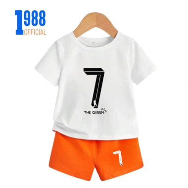 Bộ quần áo thun in The Queen cho bé gái 15-38kg, cotton thoáng mát, giảm còn 169k