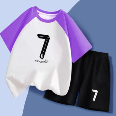 Bộ quần áo thun in The Queen cho bé gái 15-38kg, cotton thoáng mát, giảm còn 169k