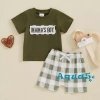 Bộ quần short bé trai Aqua-Baby áo thun thêu tay và short kẻ sọc mùa hè giá ưu đãi 3