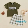 Bộ quần short bé trai Aqua-Baby áo thun thêu tay và short kẻ sọc mùa hè giá ưu đãi 4
