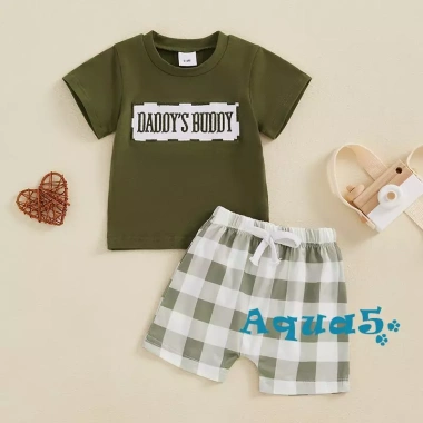 Bộ quần short bé trai Aqua-Baby áo thun thêu tay và short kẻ sọc mùa hè giá ưu đãi 4