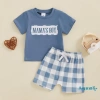 Bộ quần short bé trai Aqua-Baby áo thun thêu tay và short kẻ sọc mùa hè giá ưu đãi 5