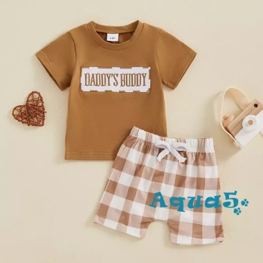 Bộ quần short bé trai Aqua-Baby áo thun thêu tay và short kẻ sọc mùa hè giá ưu đãi 8