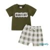 Bộ quần short bé trai Aqua-Baby áo thun thêu tay và short kẻ sọc mùa hè giá ưu đãi 10