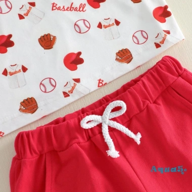 Bộ quần short trẻ em Aqua áo sơ mi ngắn tay bóng chày golf 2 mảnh mùa hè