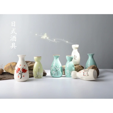 Bộ rượu gốm Nhật Bản RMAV Sake, bình trắng, chai đơn, bình ấm và vang, chỉ 175k