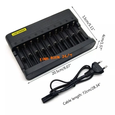 Bộ Sạc 10 Pin Đa Năng 3.7V - Tương Thích 14.500,16.340,18.650, Giá Ưu Đãi 256.462 VND