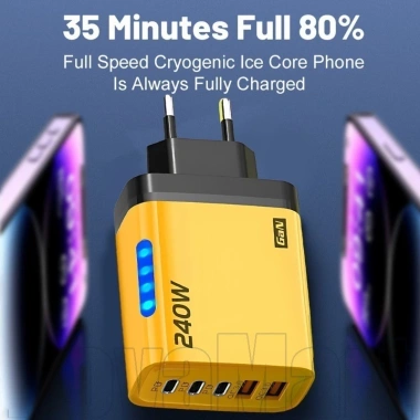 Bộ sạc 240W tự động phát hiện, LED 3PD+2USB, chống cháy, đa năng du lịch gia đình Giá 89.100₫