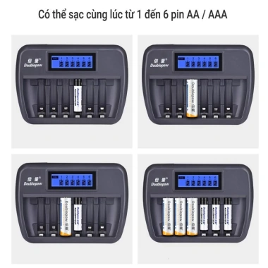 Bộ sạc 6 pin AA/AAA nhanh tự ngắt DP-K66 - micro, đồ chơi, remote - 56.000₫