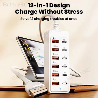 Bộ sạc 66W 12 trong 1: 6 USB và 6 Type‑C Docking Station, USB Hub mở rộng, cho điện thoại, văn phòng, nhà 137.300₫ 3
