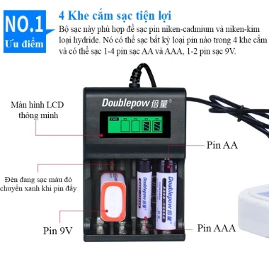 Bộ sạc AA/AAA/9V tự ngắt UK95 – Pin 9V 280/360mAh, sạc không dây, đồ chơi điện tử, chuột không dây – 136.000₫ 3