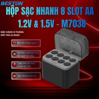 Bộ sạc Beston M7.038 1.2V/1.5V, cổng Type-C, đèn báo sạc - Chỉ 189.000 VNĐ 2