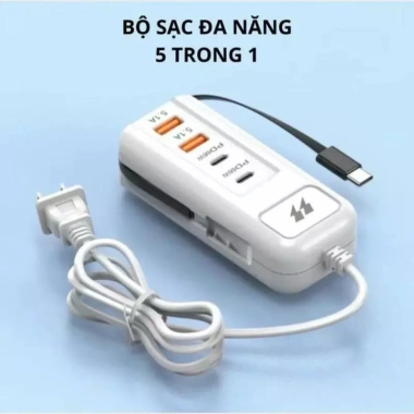 Bộ Sạc Đa Năng 5 Trong 1 - Ổ Cắm Điện 4 Cổng USB Cao Cấp, Giá Ưu Đãi 59.250 VND