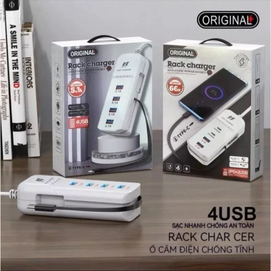 Bộ Sạc Đa Năng 5 Trong 1 - Ổ Cắm Điện 4 Cổng USB Cao Cấp, Giá Ưu Đãi 59.250 VND