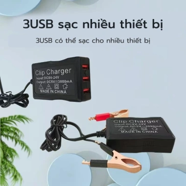 Bộ sạc điện thoại di động ắc quy xe máy 12V/24V, xe tải thủy tới 5V USB sạc nhanh, giá ưu đãi 40.740đ