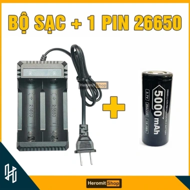 Bộ sạc đôi pin 3.7V cho 26.650 và 18.650 – Đèn báo, giảm giá chỉ 58.000đ