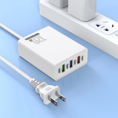 Bộ sạc du lịch 120W 7 cổng 4PD + 3USB chống cháy PC‑ABS, tương thích US EU UK – Giá 149k 3 Bộ sạc du lịch 120W 7 cổng 4PD + 3USB chống cháy PC‑ABS, tương thích US EU UK – Giá 149k 3