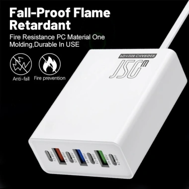 Bộ sạc du lịch 120W 7 cổng 4PD + 3USB chống cháy PC‑ABS, tương thích US EU UK – Giá 149k 5 Bộ sạc du lịch 120W 7 cổng 4PD + 3USB chống cháy PC‑ABS, tương thích US EU UK – Giá 149k 5