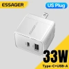 Bộ sạc Essager 33W GaN USB + Type C, hỗ trợ PD3.0, QC3.0, sạc nhanh du lịch Android - 278.400₫