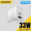 Bộ sạc Essager 33W GaN USB + Type C, hỗ trợ PD3.0, QC3.0, sạc nhanh du lịch Android - 278.400₫ 8
