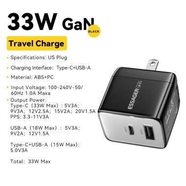 Bộ sạc Essager 33W GaN USB + Type C, hỗ trợ PD3.0, QC3.0, sạc nhanh du lịch Android - 278.400₫ 9 Bộ sạc Essager 33W GaN USB + Type C, hỗ trợ PD3.0, QC3.0, sạc nhanh du lịch Android - 278.400₫ 9