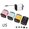 Bộ sạc GaN 65W sạc nhanh USB-C cổng kép, cáp thu gọn, hỗ trợ US/UK, du lịch 2