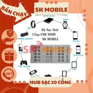 Bộ Sạc Hub 100W 20 Cổng USB - Sạc Nhanh, Di động, Giá Ưu Đãi 500k