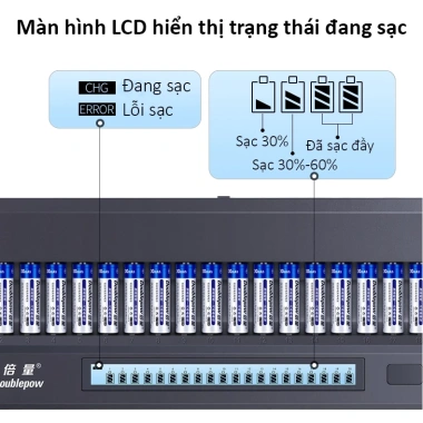 Bộ sạc K20 + 20 pin AA3.300 dung lượng cao cho Karaoke, Mic không dây, Máy ảnh - Doublepow, giá 720.000đ