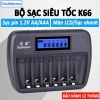 Bộ sạc K66 cho pin AA/AAA - Sạc nhanh thông minh, tự ngắt, LCD, giá ưu đãi 189.000đ