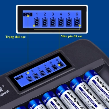 Bộ sạc K66 cho pin AA/AAA - Sạc nhanh thông minh, tự ngắt, LCD, giá ưu đãi 189.000đ
