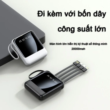 Bộ sạc nhanh 20.000mAh/10.000mAh Pin mini, kèm nhiều dây sạc - Giá ưu đãi 185k
