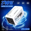 Bộ sạc nhanh 240W 4USB Anh-Mỹ-EU, đầu cắm tường, trạm sạc đa thiết bị - giá 179.300 VND