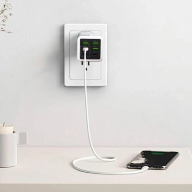 Bộ sạc nhanh 240W 4USB Anh-Mỹ-EU, đầu cắm tường, trạm sạc đa thiết bị - giá 179.300 VND 4
